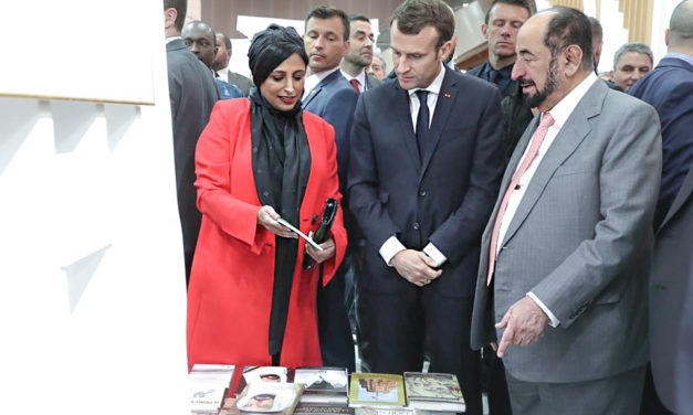 President Macron of France Visit to Sharjah Stand in the Salon Du Livre